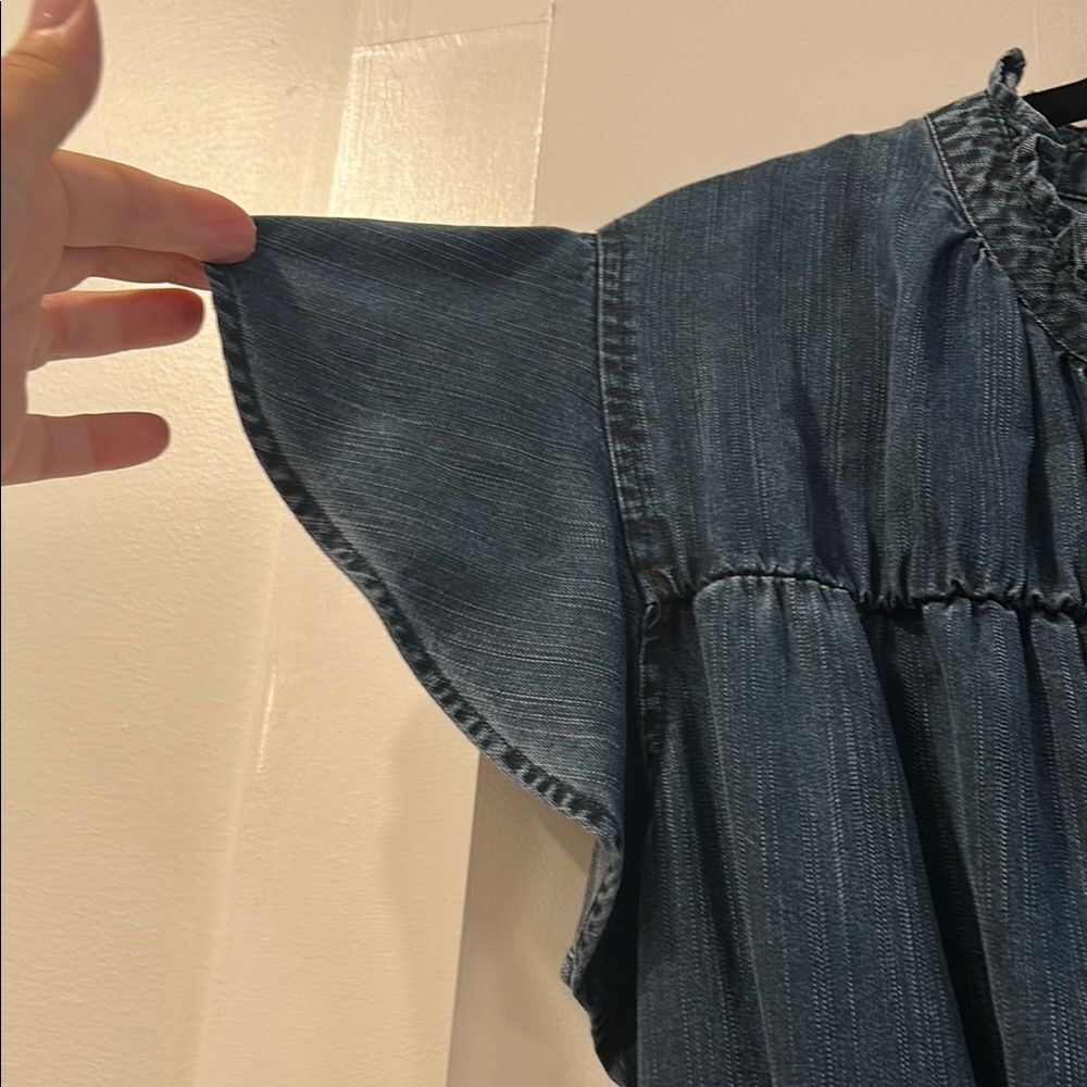 Rails Ruffled Denim Dress, Size Large - Picture 6 of 11